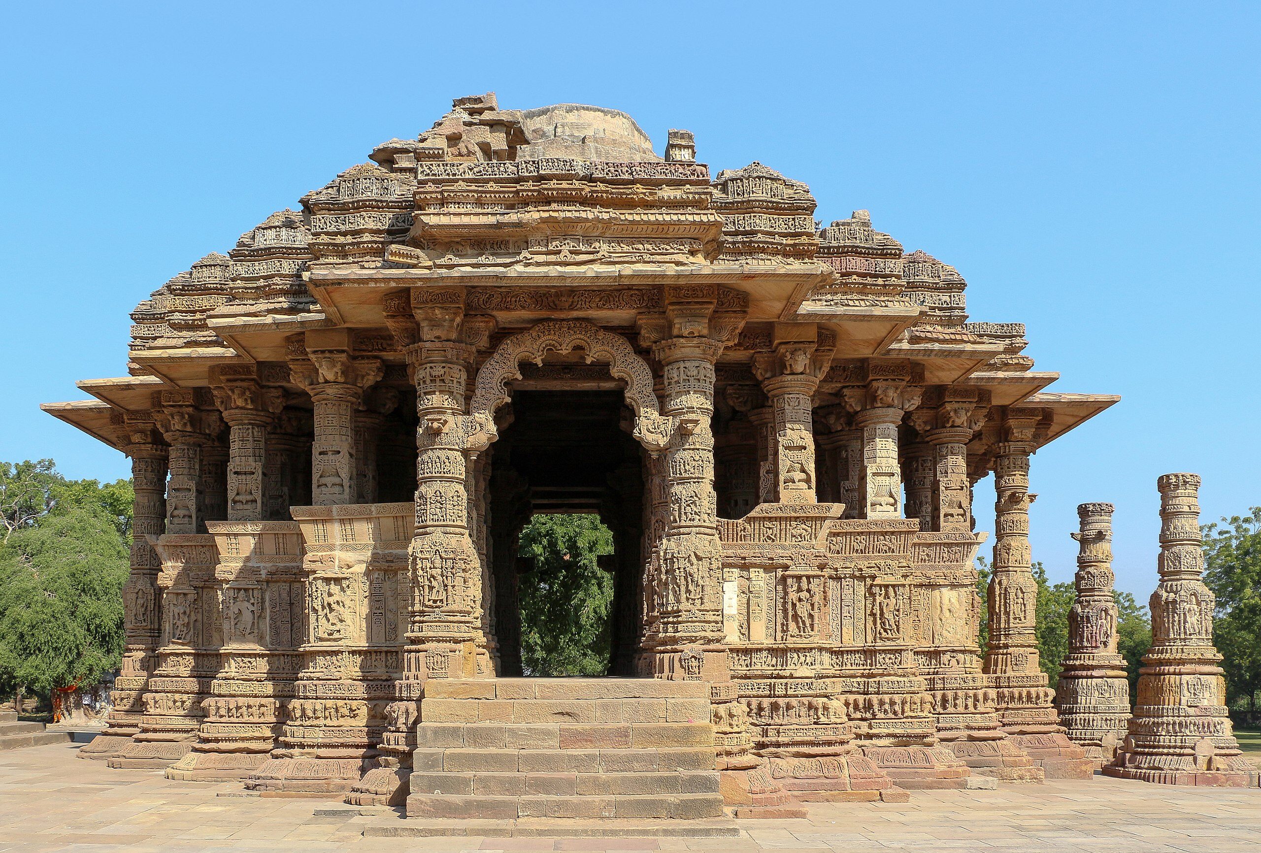 Sabha Mandap (Assembly Hall) of Sun Temple in Modhera, Gujarat – intricately carved stone pavilion